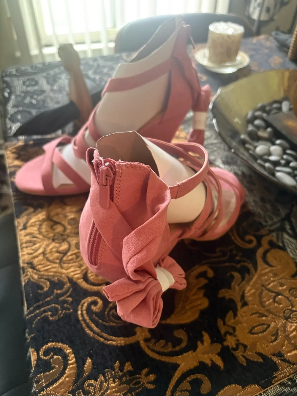 ๐ท Size 13 Wide Width Women's Strappy Rose Pink Block-Heel Sandals - Picture 2 of 7